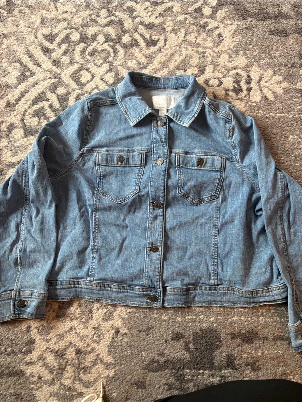 Caslon Light Blue Denim Jacket with Button Front